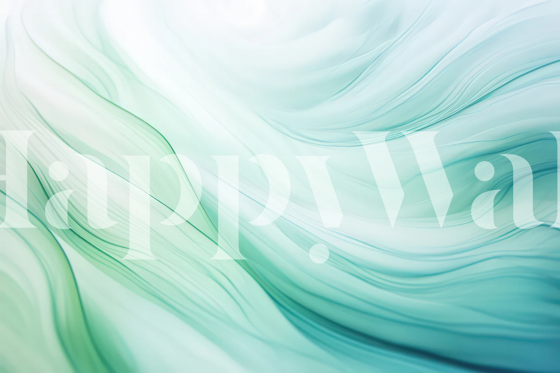 Teal Blue Ethereal Wave tapet i ett rum