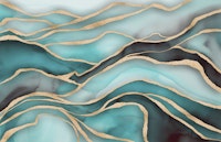 Magnificent Marble Landscape Teal Gold tapete