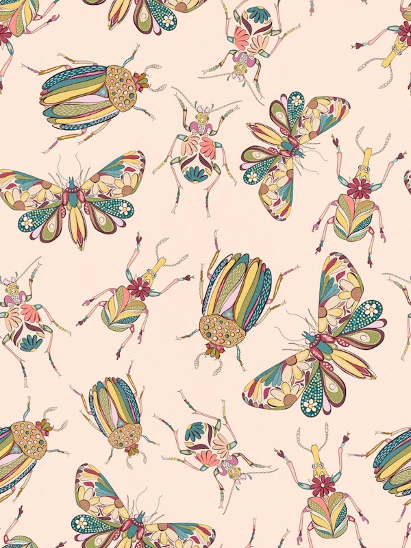 Floral Bugs and Butterflies Boho Doodle