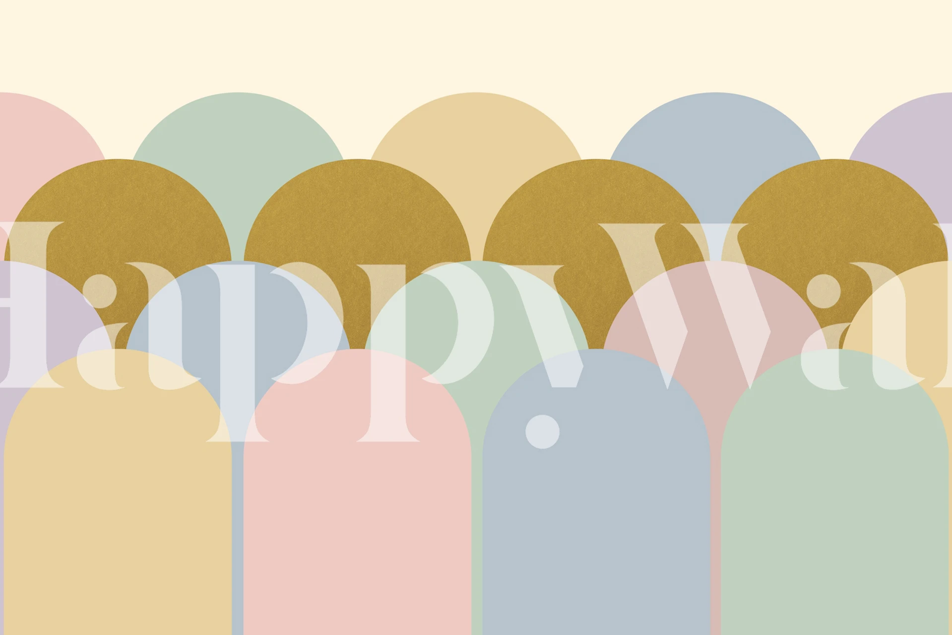 Farverige pastelfarvede boho-buer i et vægmaleri