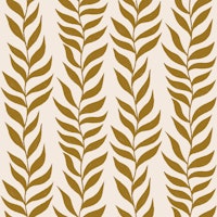 Climbing Vine Leaves in Gold Ochre Hand Drawn carta da parati