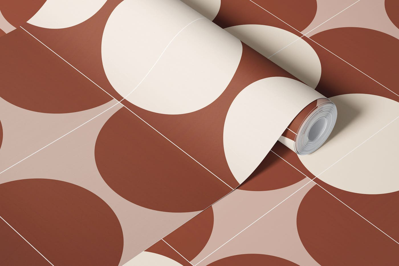 Cotto Tiles Cinnamon and Cream Optical wallpaper roll