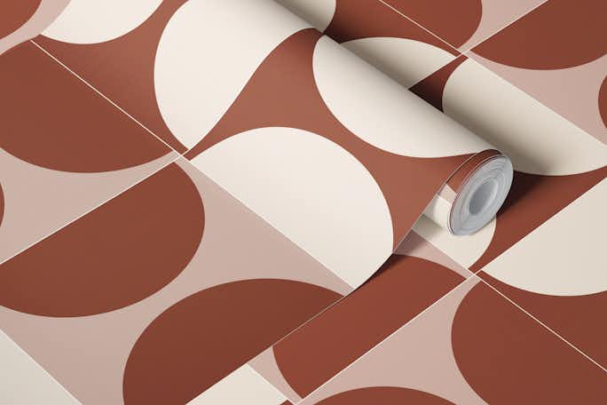 Cotto Tiles Cinnamon and Cream Lineswallpaper roll