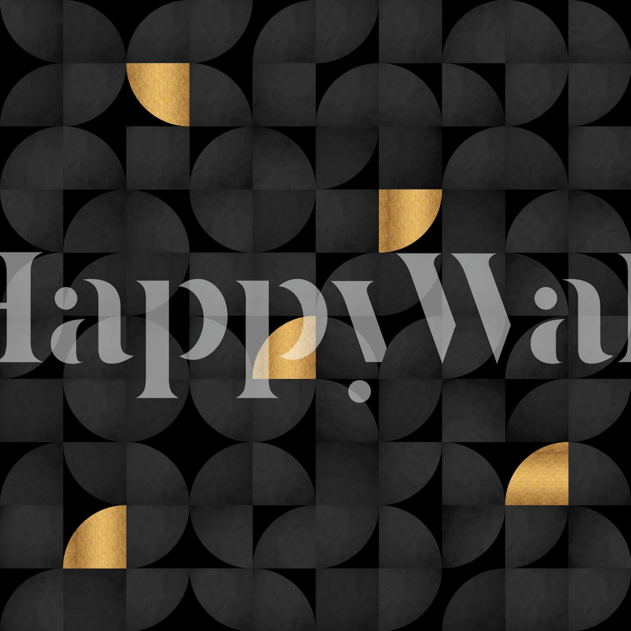 Mid-century black and luxury gold wallpaper pattern