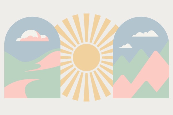 Happy Pastel Boho Arch Sunrise