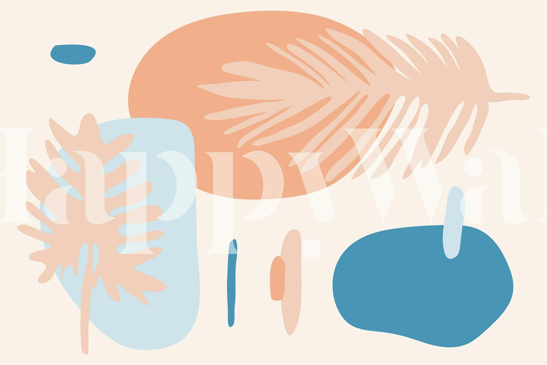 Happy Pastel Boho Sunrise Leaves design tapety v místnosti