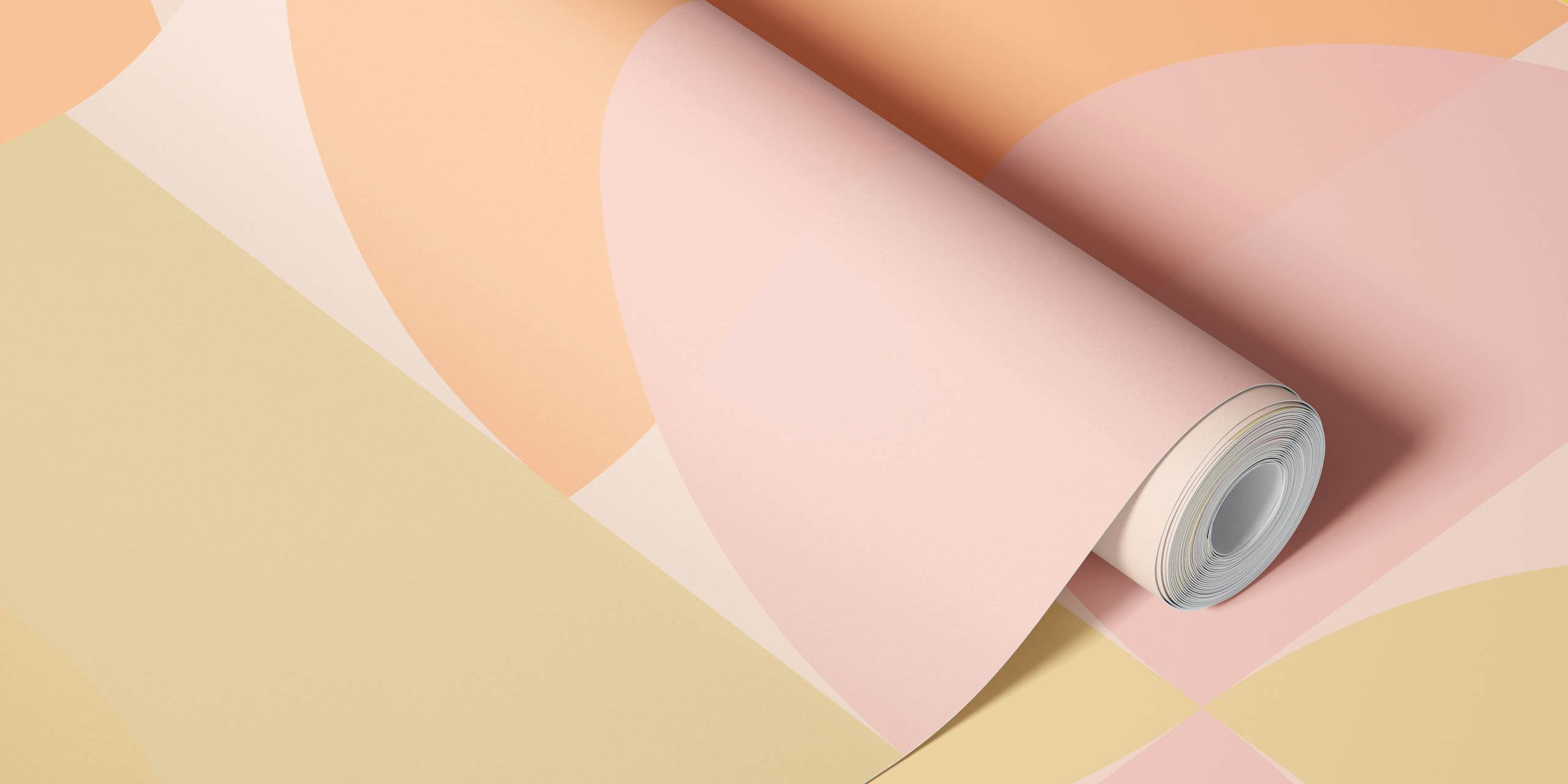 Pastel arches in shades of pink, peach, and yellow wallpaper