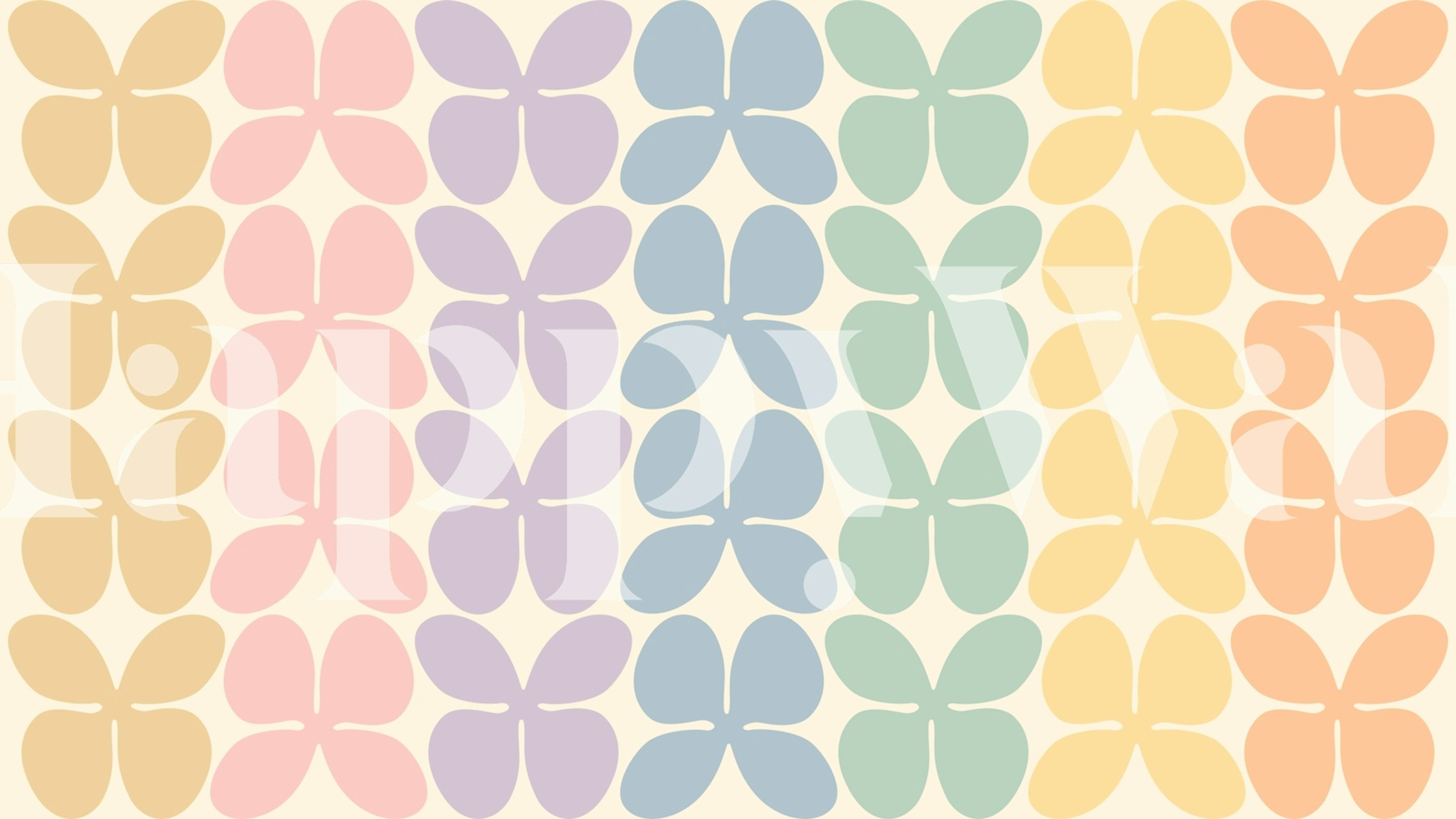 Papel tapiz Happy Rainbow Flowers Pastel en una habitación