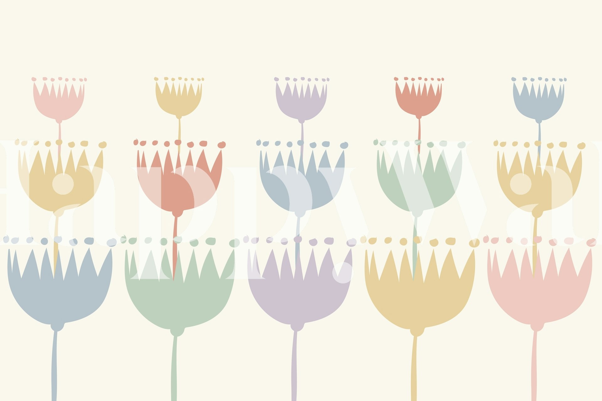 Happy Rainbow Pastel Flowers ταπετσαρία σε ένα δωμάτιο