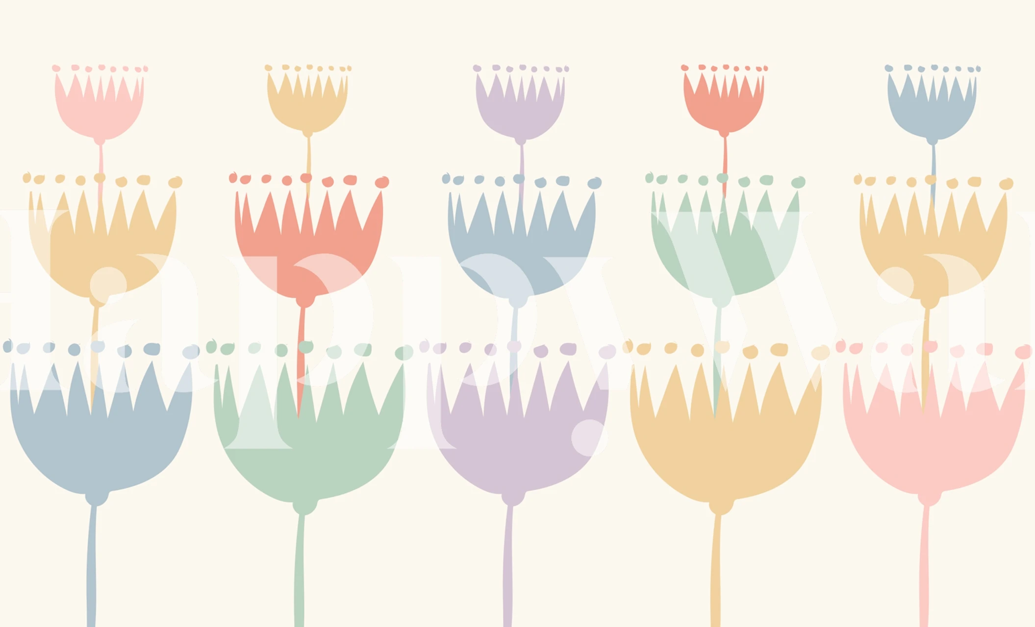 Happy Rainbow Pastel Flowers wallpaper in a room