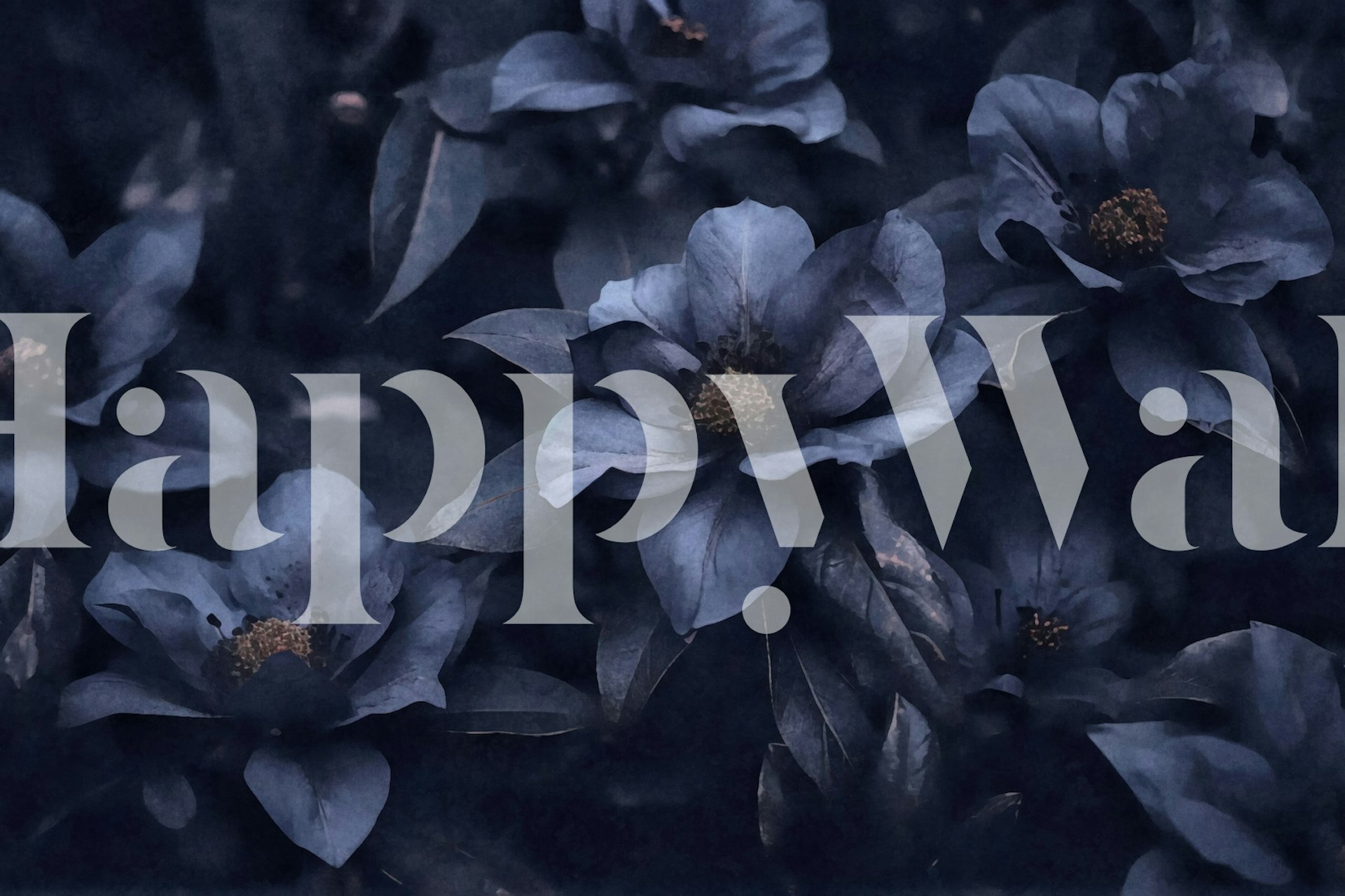 Modrý květinový design tapety v místnosti