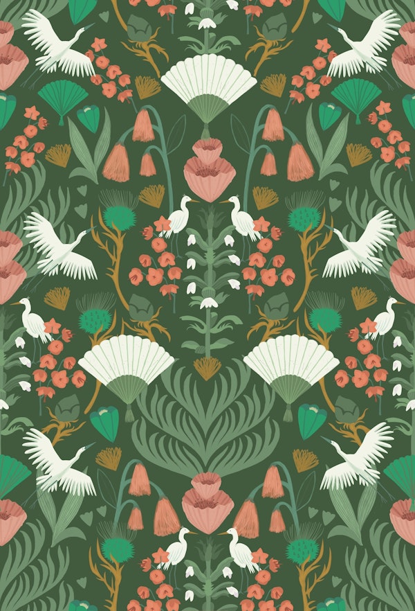 Floral Flight - Dark Green