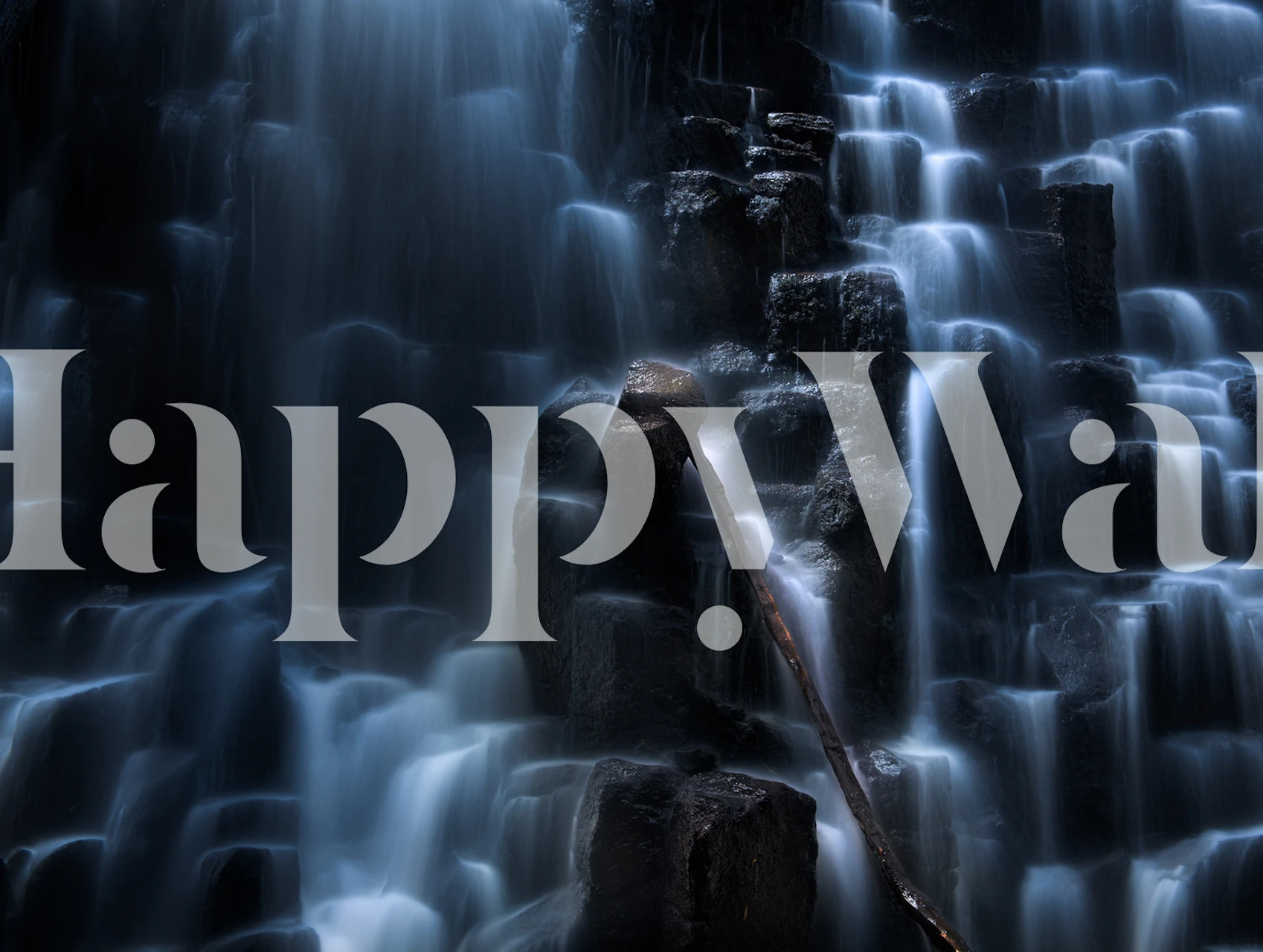 Waterfall wallpaper in a modern room