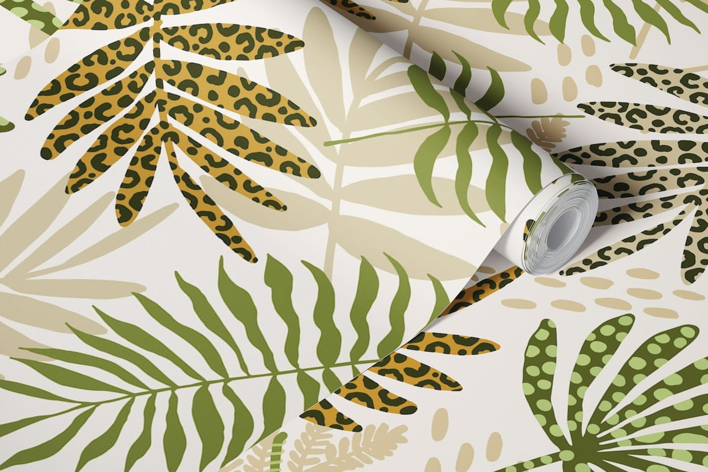 Animal printed leafes - XXL wallpaper roll