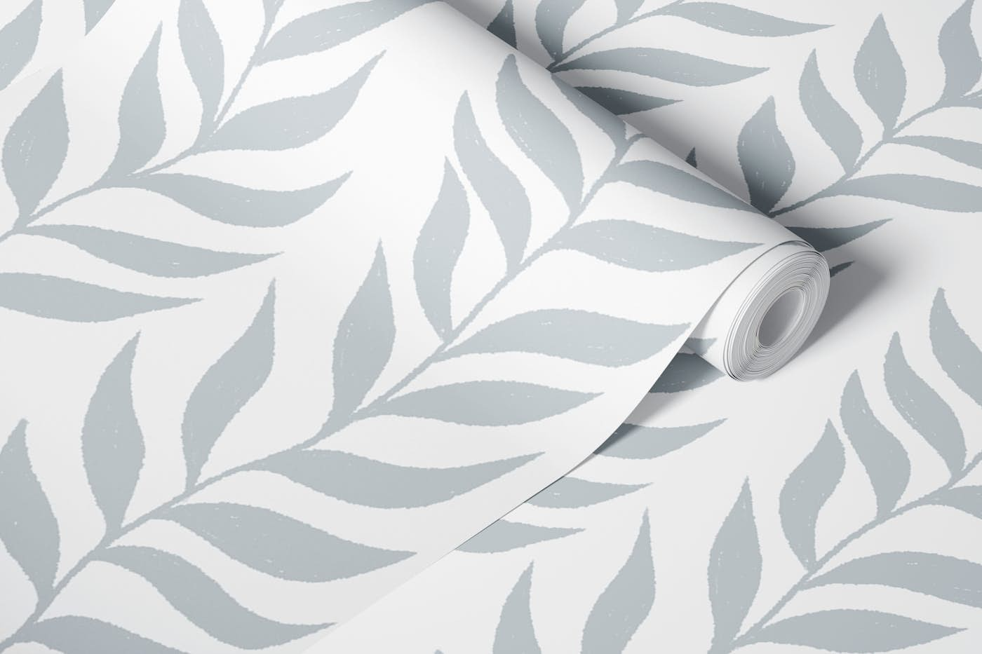 Silver Gray Climbing Leaves Leaf Stripes wallpaper roll