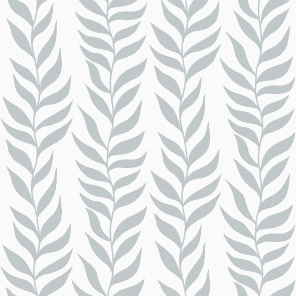 Silver Gray Climbing Leaves Leaf Stripes