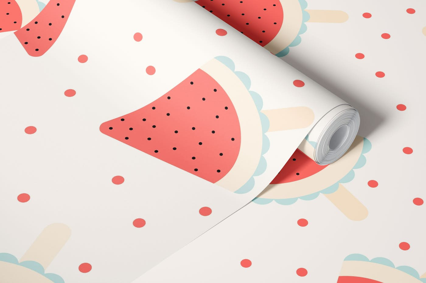 Watermelon Popsicles Dots Red Pattern wallpaper roll