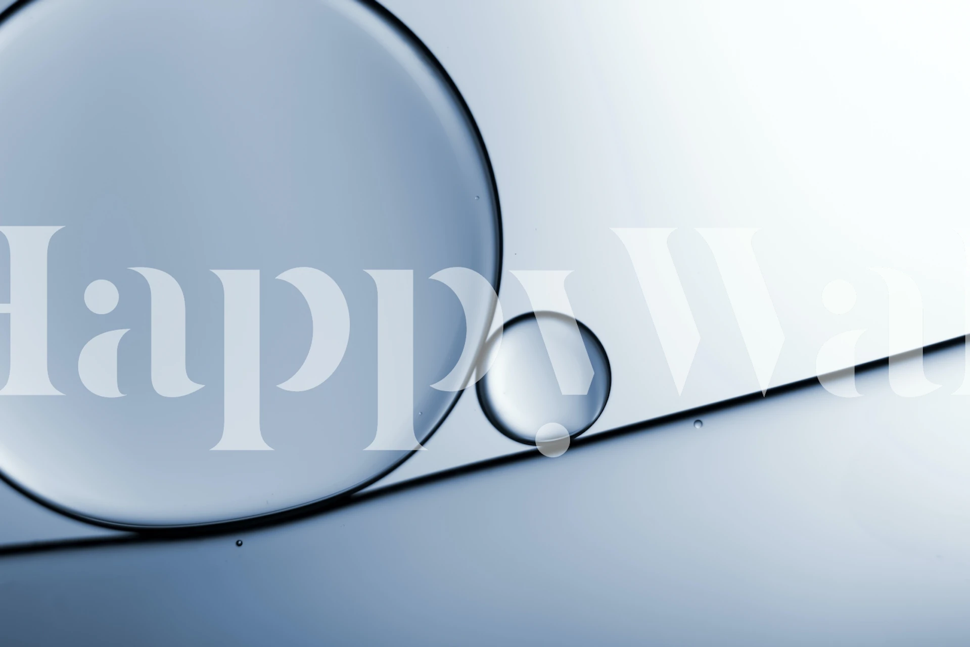 Abstrakt Baby Blue Water veggmaleri med myke blå nyanser og flytende boblemønstre