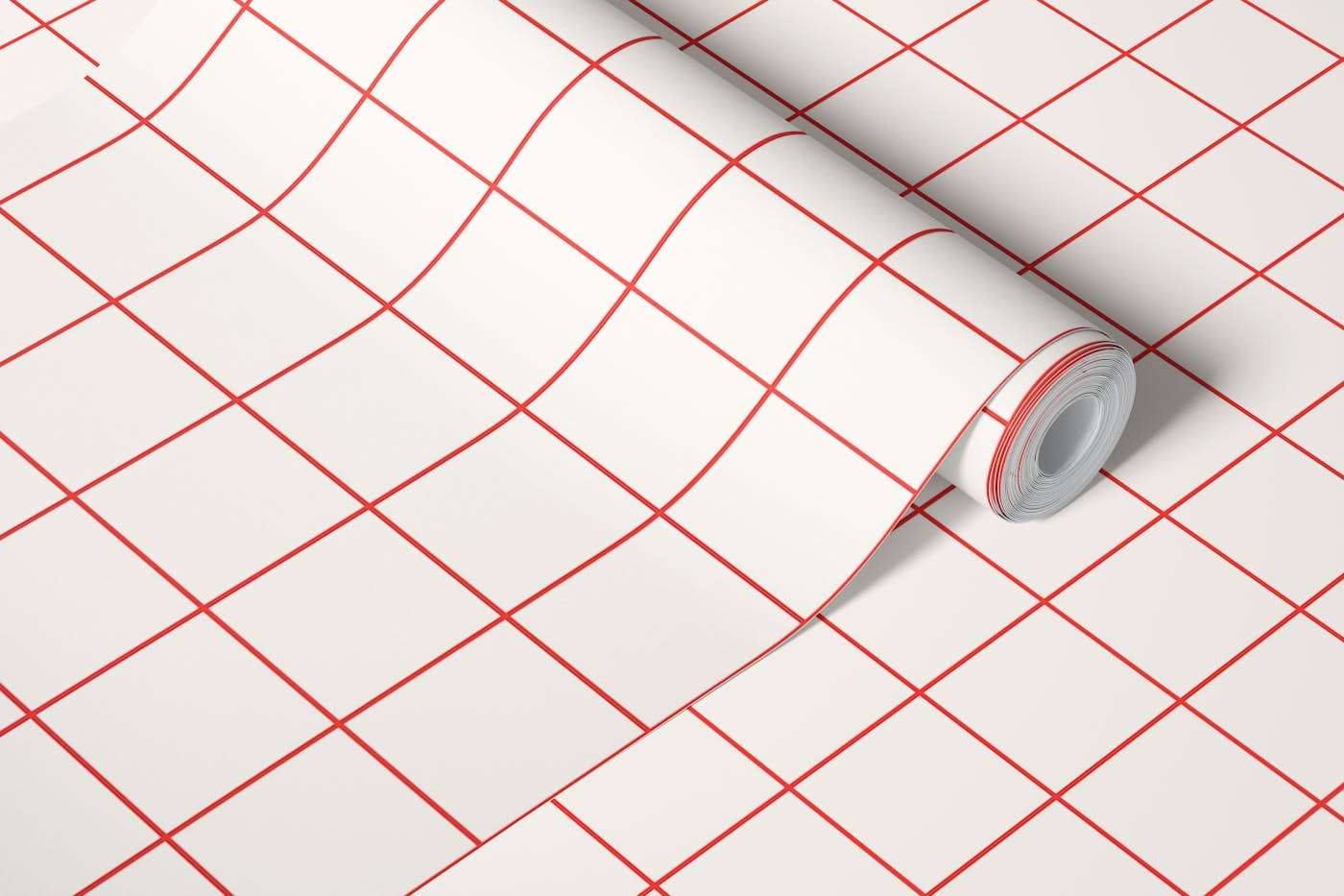 Grids Red Pattern wallpaper roll