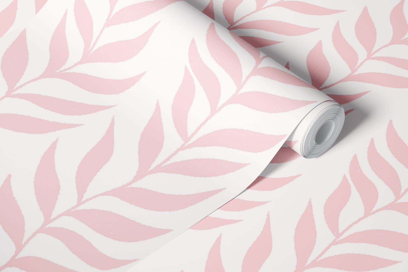 Climbing Leaves in Soft Blush Pink wallpaper roll