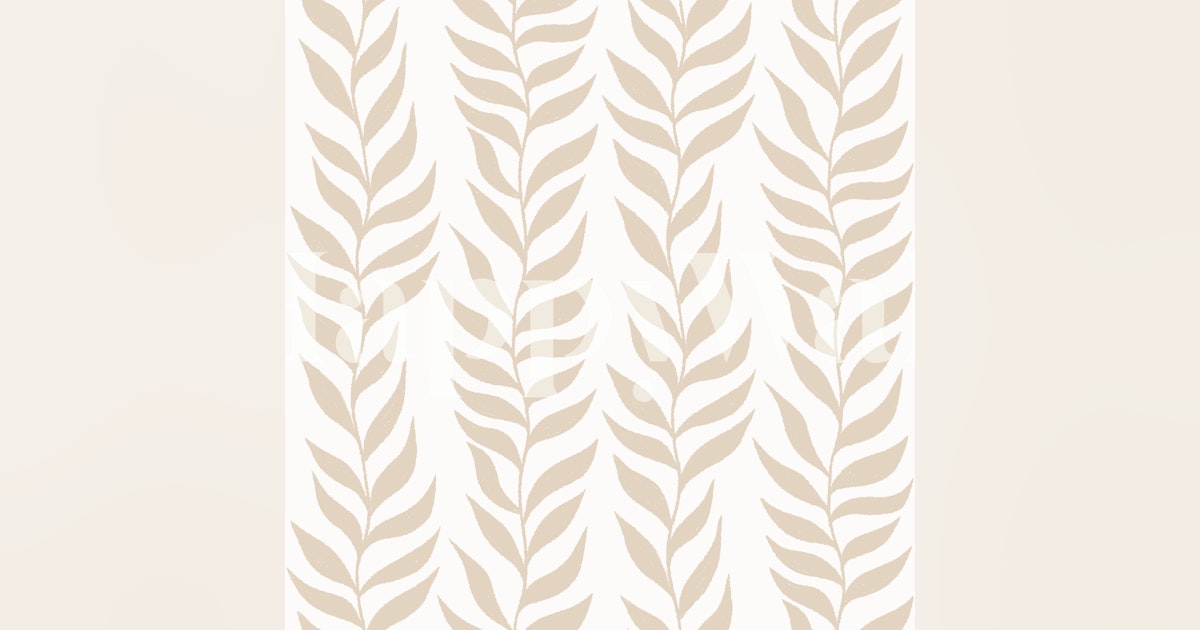 Beige Leaf Wallpaper - Climbing Stems