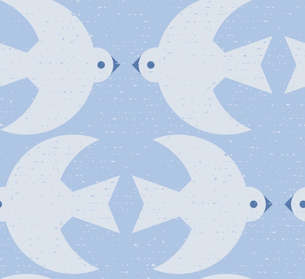 Modern Abstract Sky Blue Birds Geo