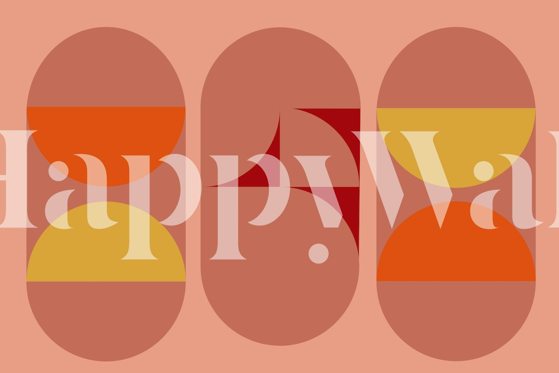 Organic Art Deco Geometry wall mural with warm earthy tones and geometric shapes