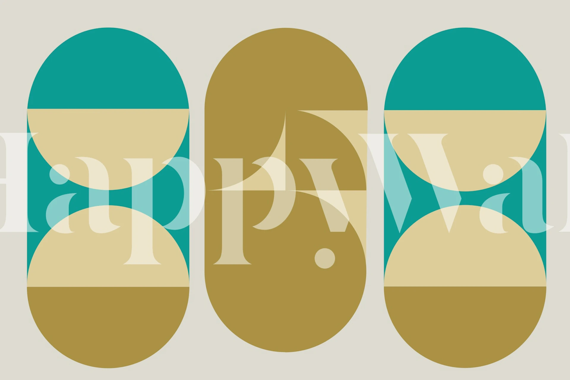 Geometric shapes in teal, cream, and gold wallpaper