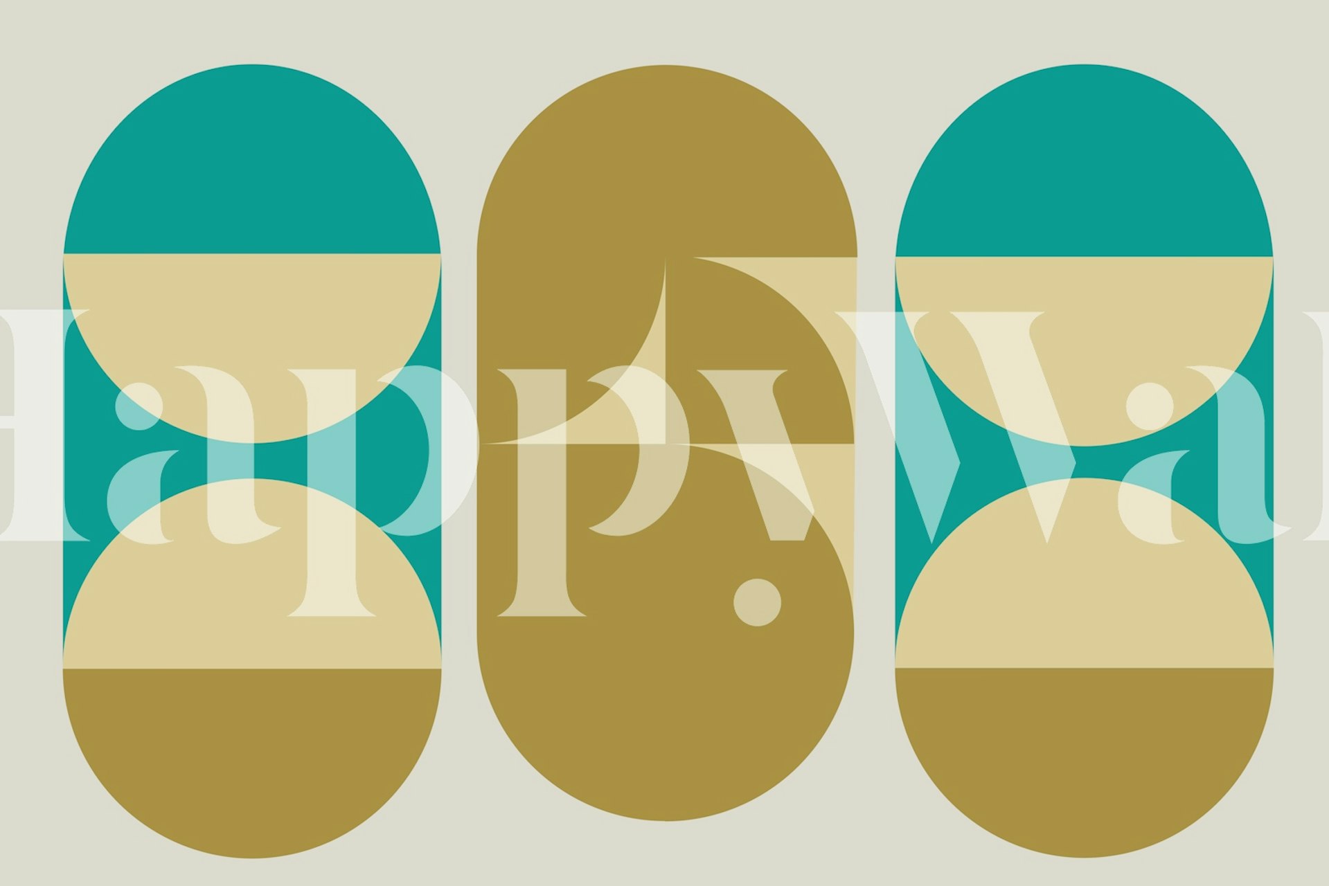 Geometric shapes in teal, cream, and gold wallpaper