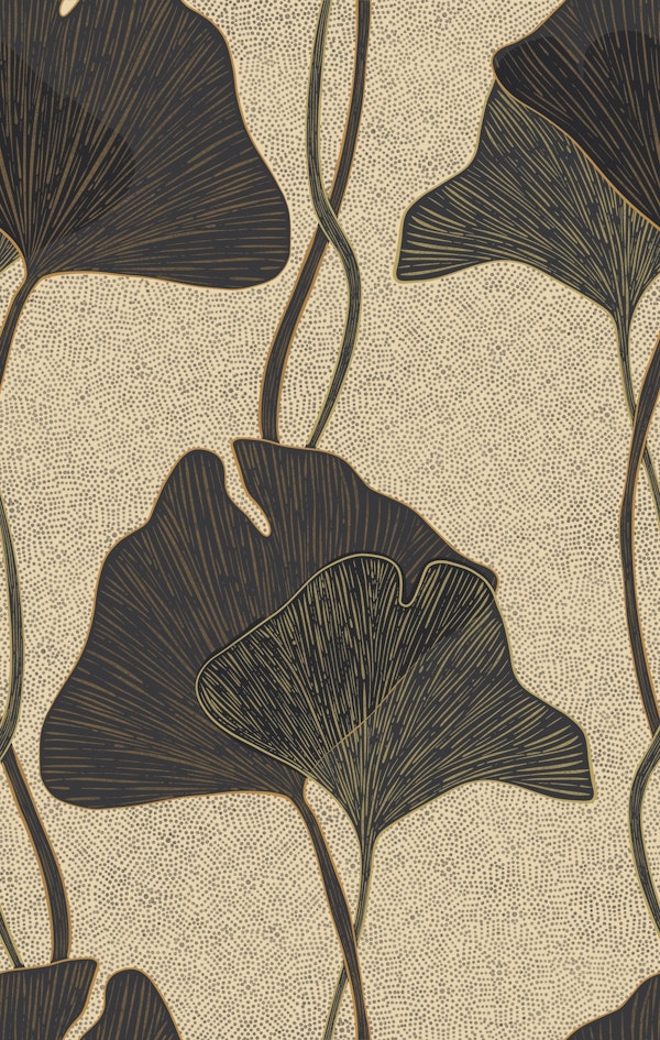 Opulent Art Nouveau Ginkgo Leaves (Light)