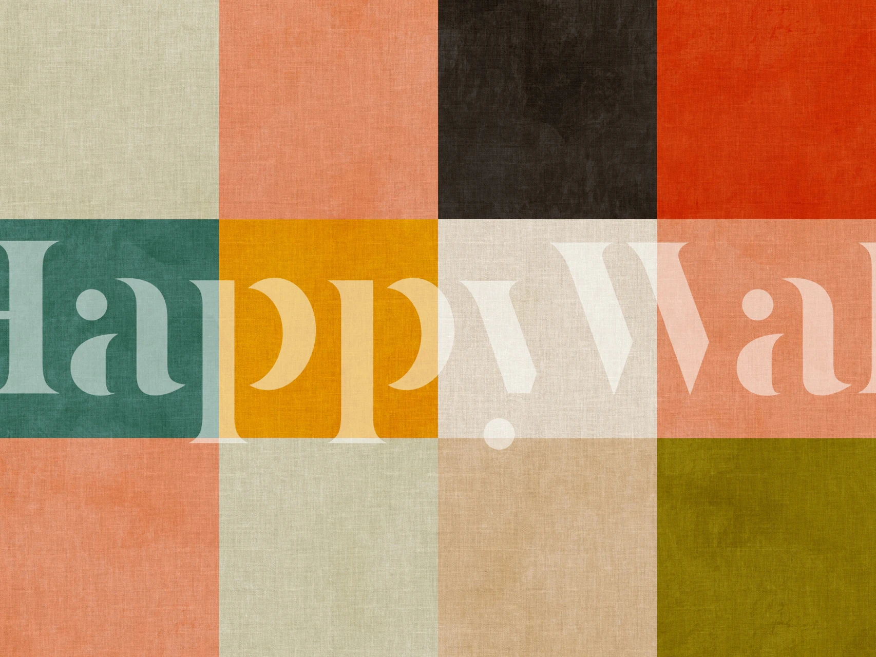 Midcentury geometric wallpaper in a room