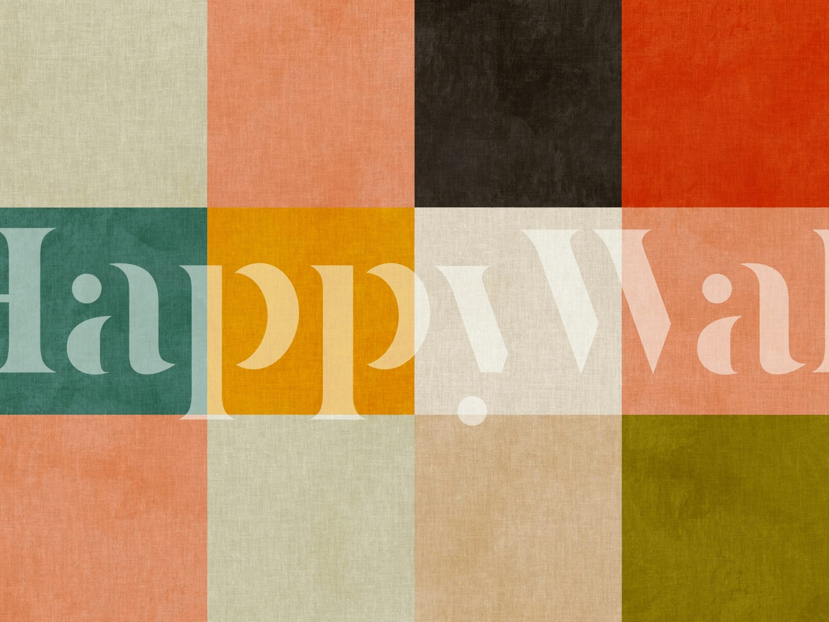 Midcentury geometric wallpaper in a room