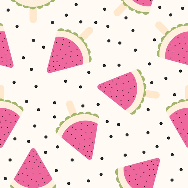 Watermelon Popsicles Fuchsia Dots Black