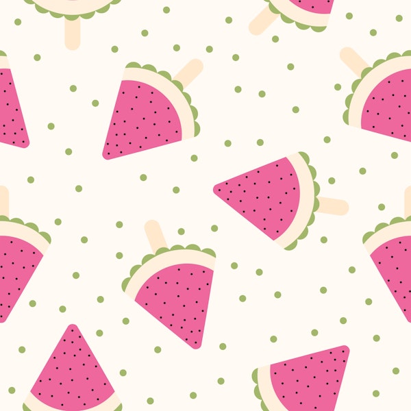 Watermelon Popsicles Fuchsia Dots Green