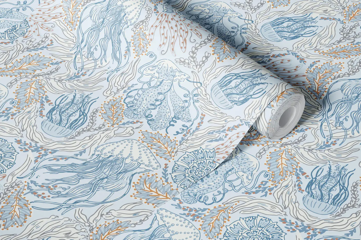 Peaceful Jellyfish and Seaweed wallpaper roll