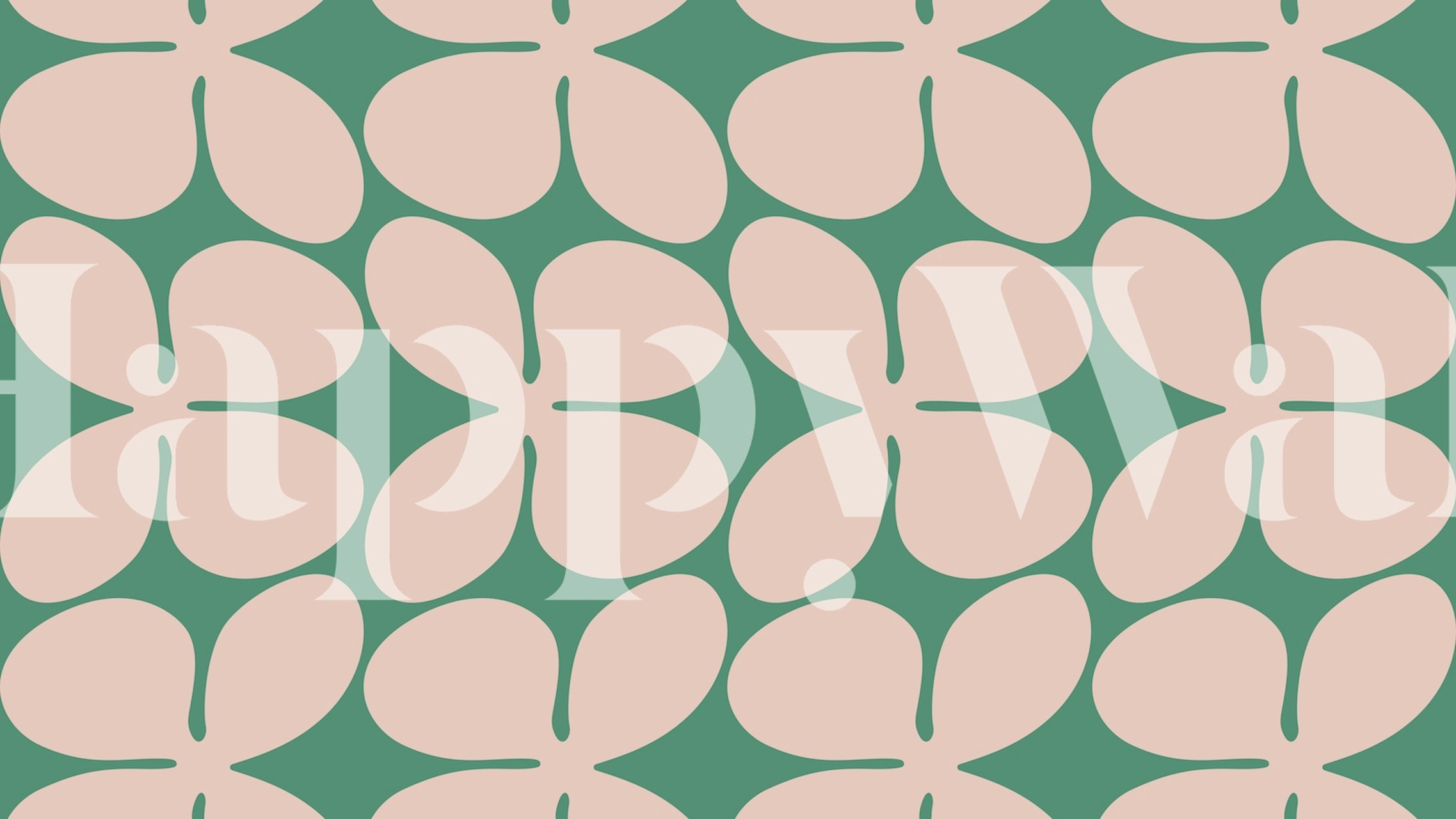 Pink on green retro flower pattern wallpaper