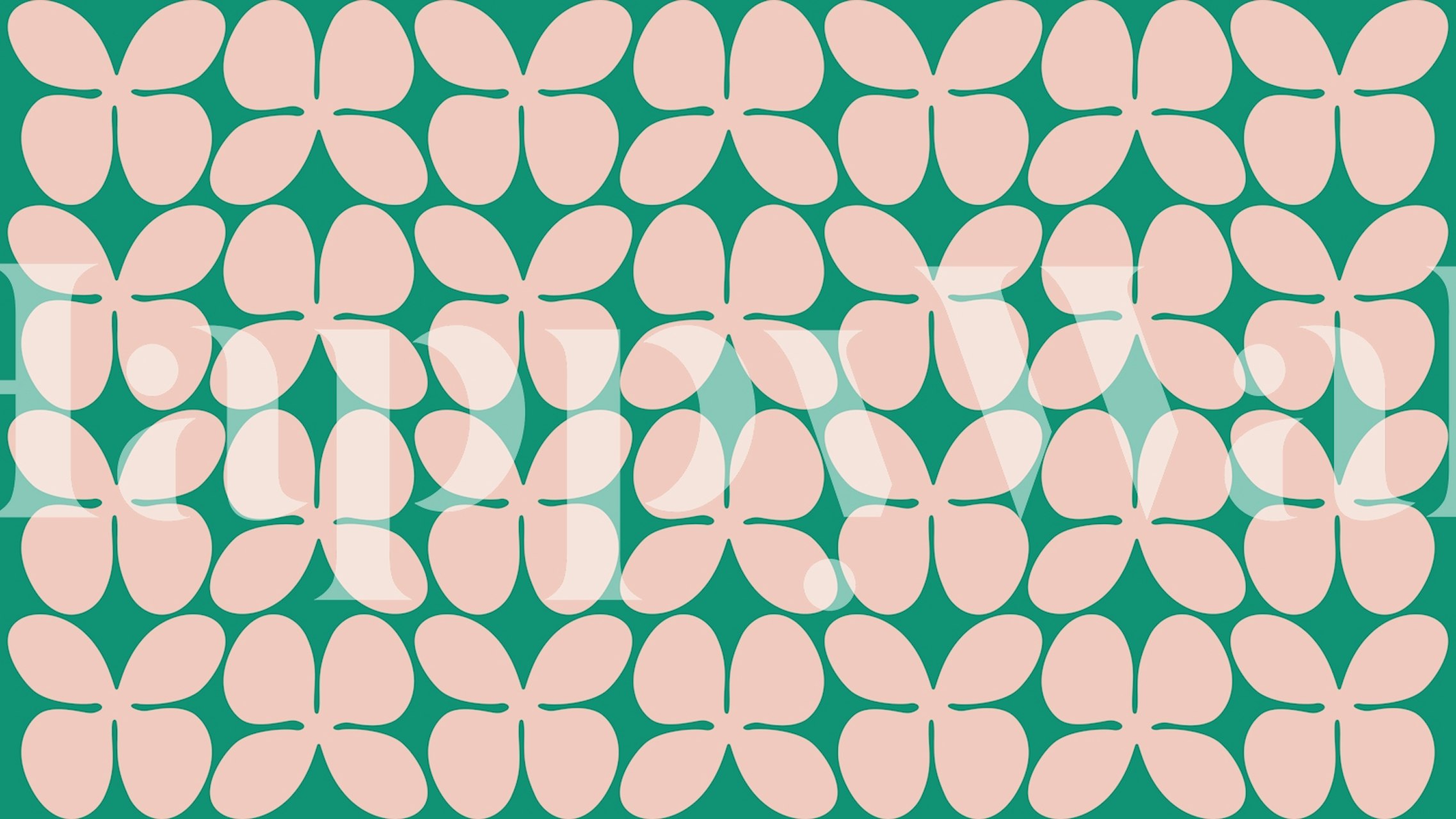 Retro pink green flower pattern wallpaper
