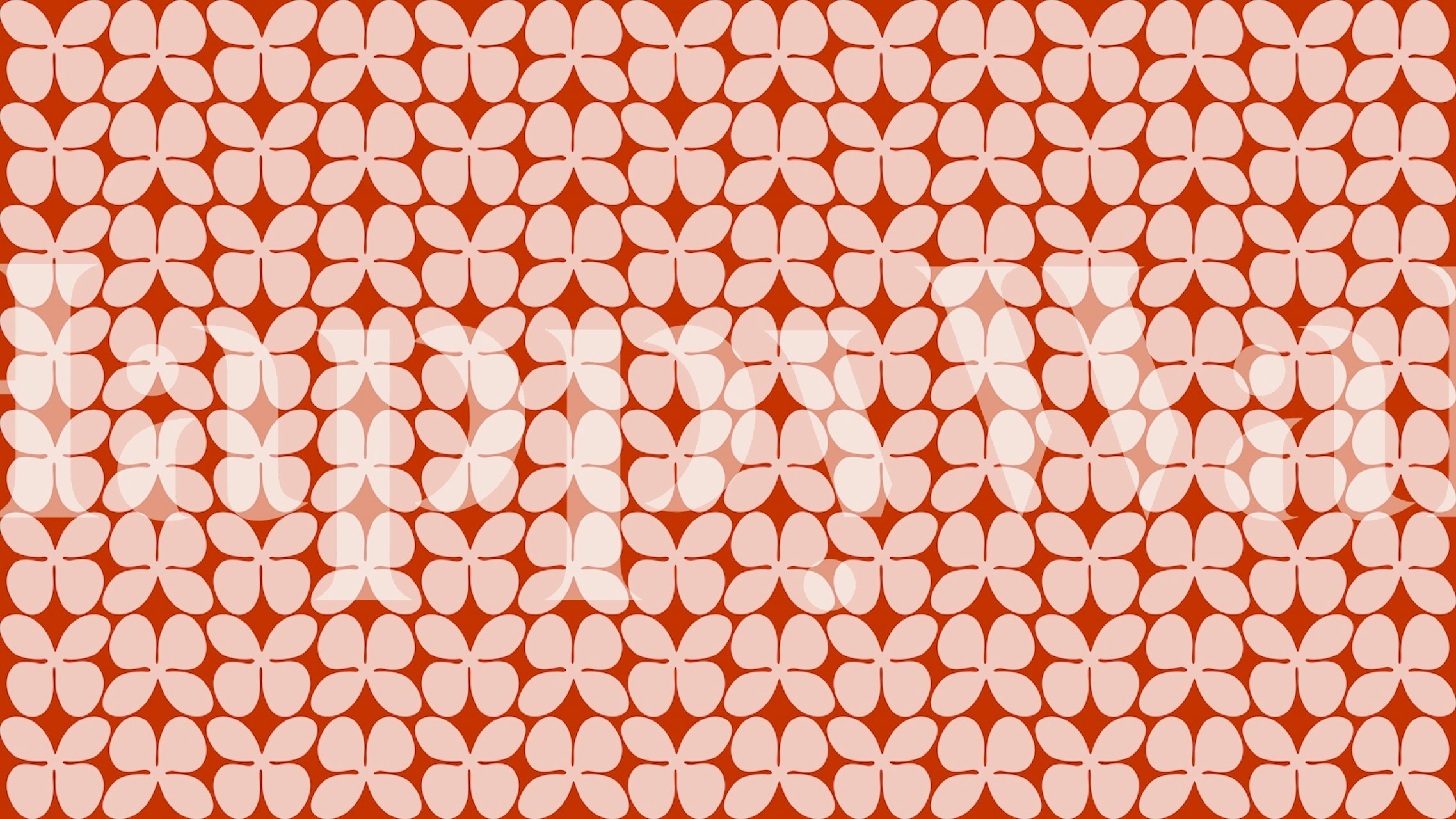 Pink block floral pattern on red background wallpaper