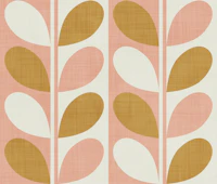 Abstract Midcentury Mod Leaves Blush Gold tapet