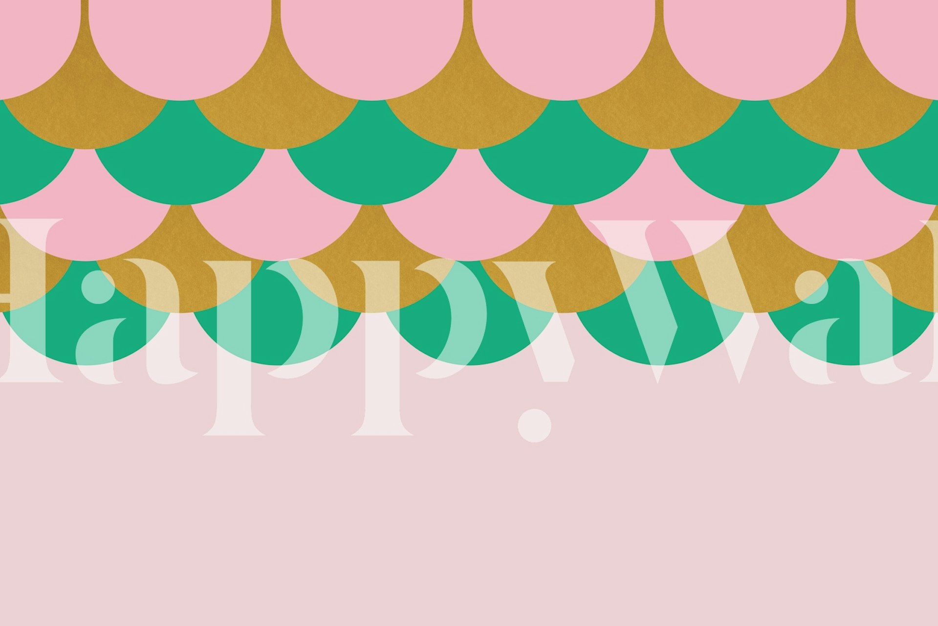 Design de papel de parede Art Deco verde e rosa