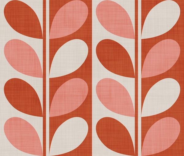 Midcentury Modern Abstract Leaves Terracotta