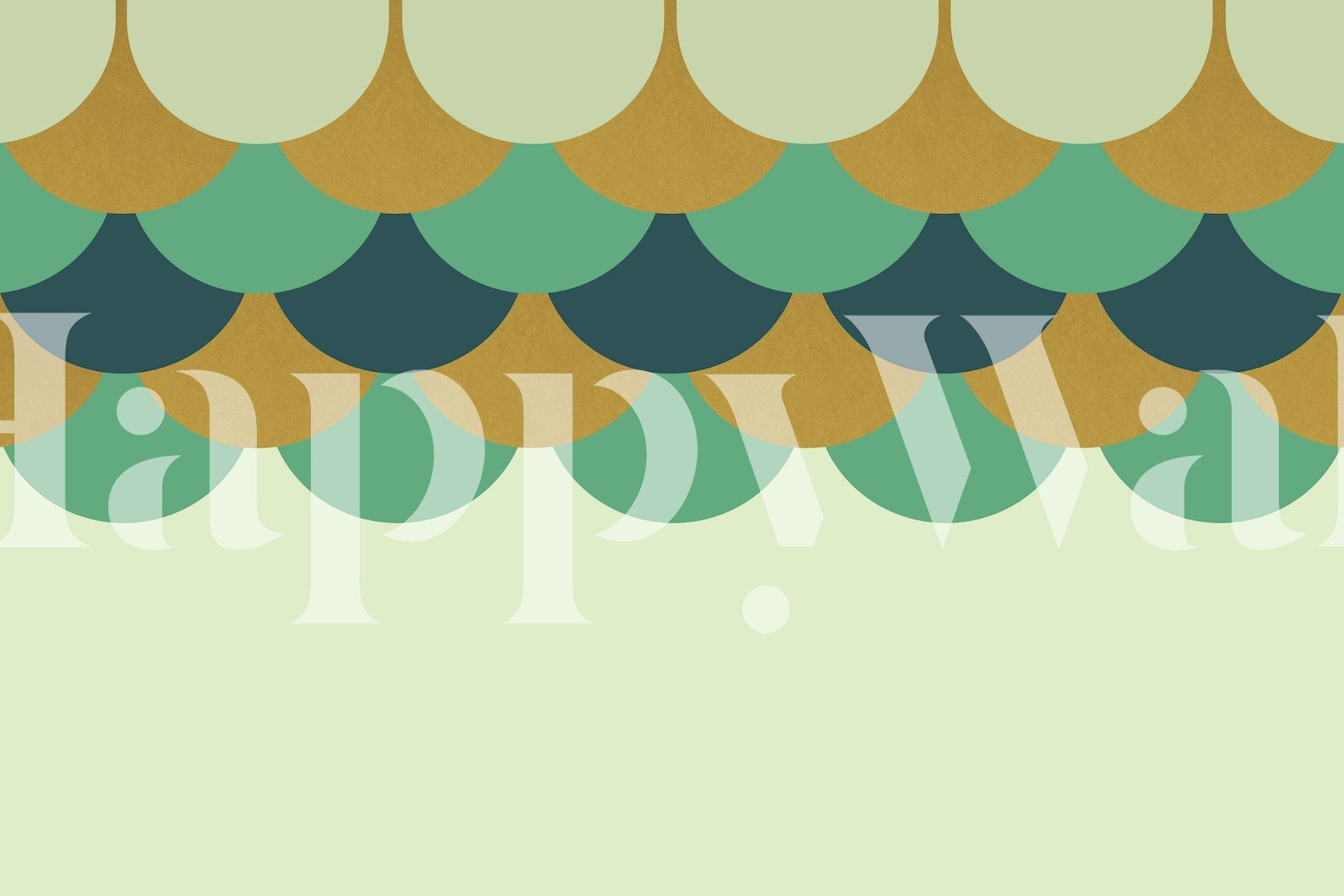 Mid century modern green rounds wallpaper design