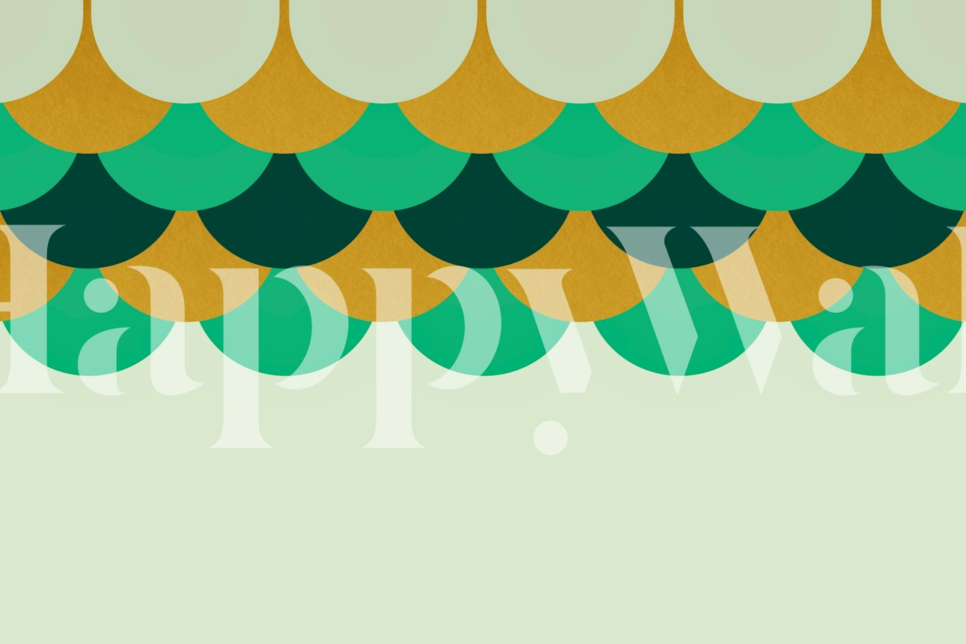 Happy Modern Mid Century Rounds Design de papier peint vert