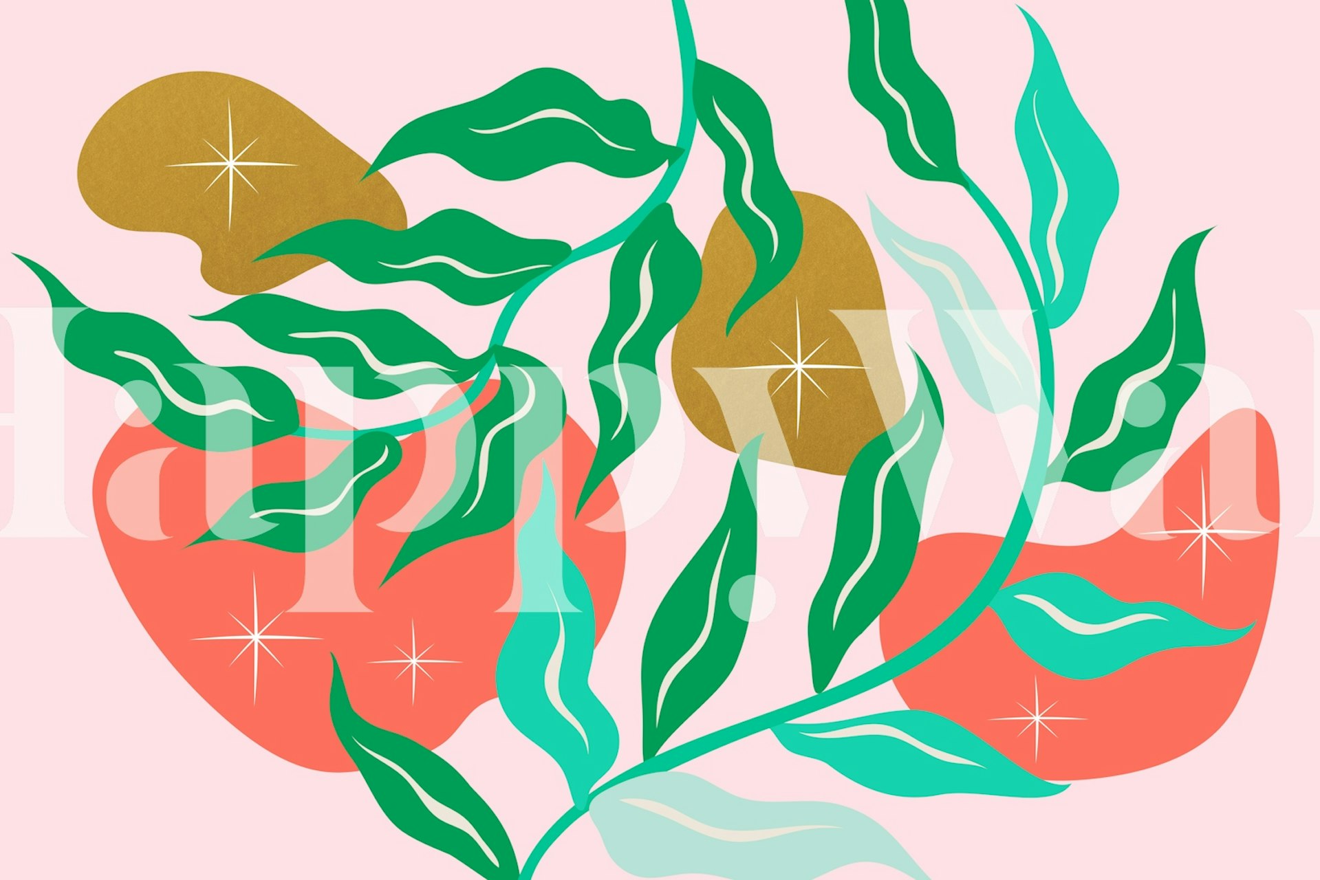 Happy Leaf wallpaper in a room