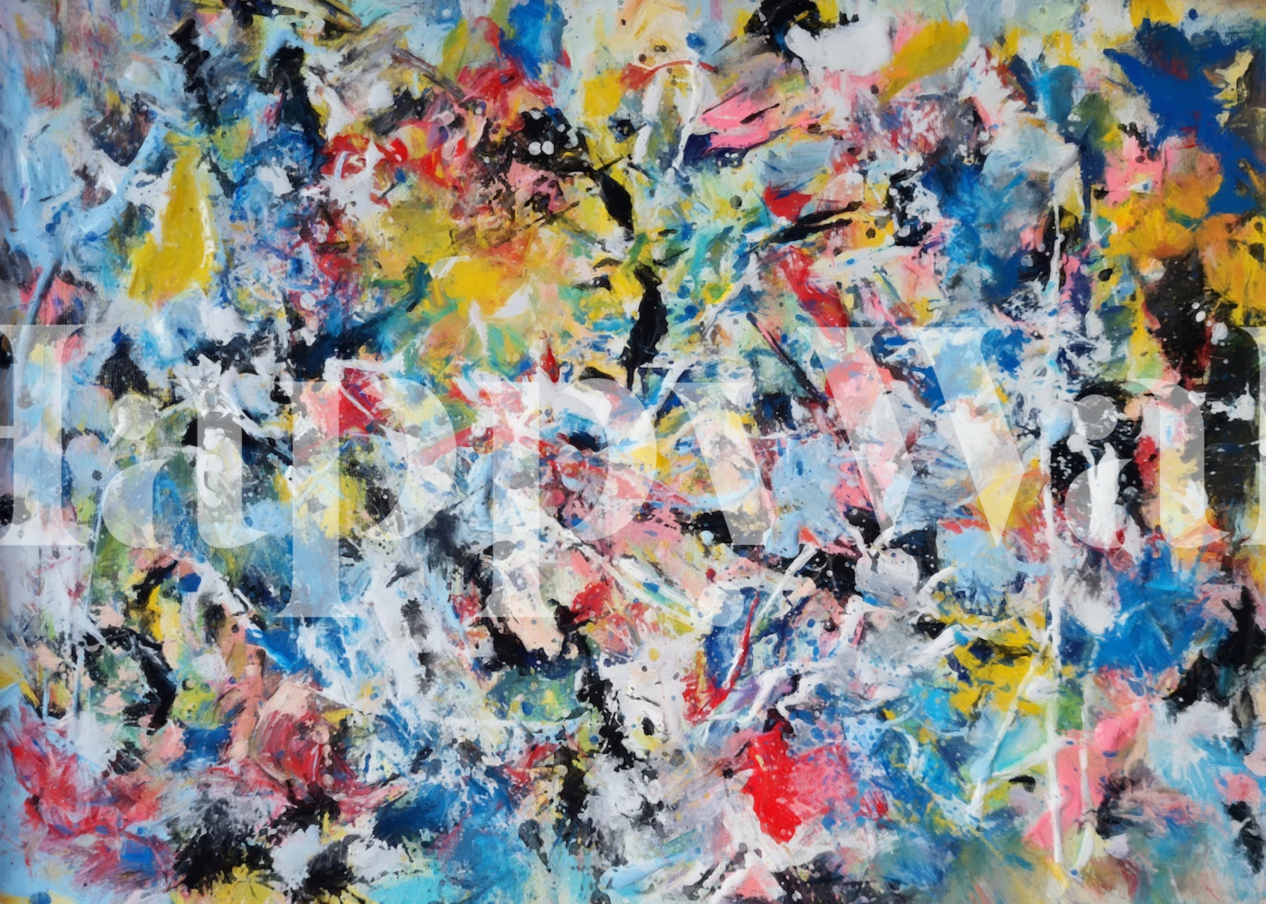 Papier peint abstrait coloré dans une pièce