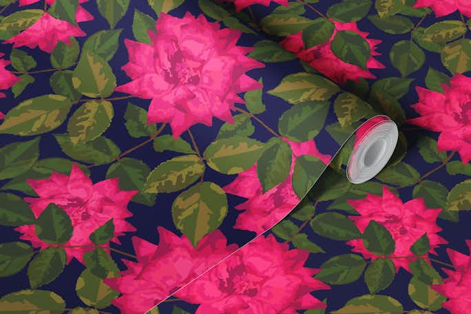 CASTLE ROSE Maximalist Rose Floral Pink Largewallpaper roll