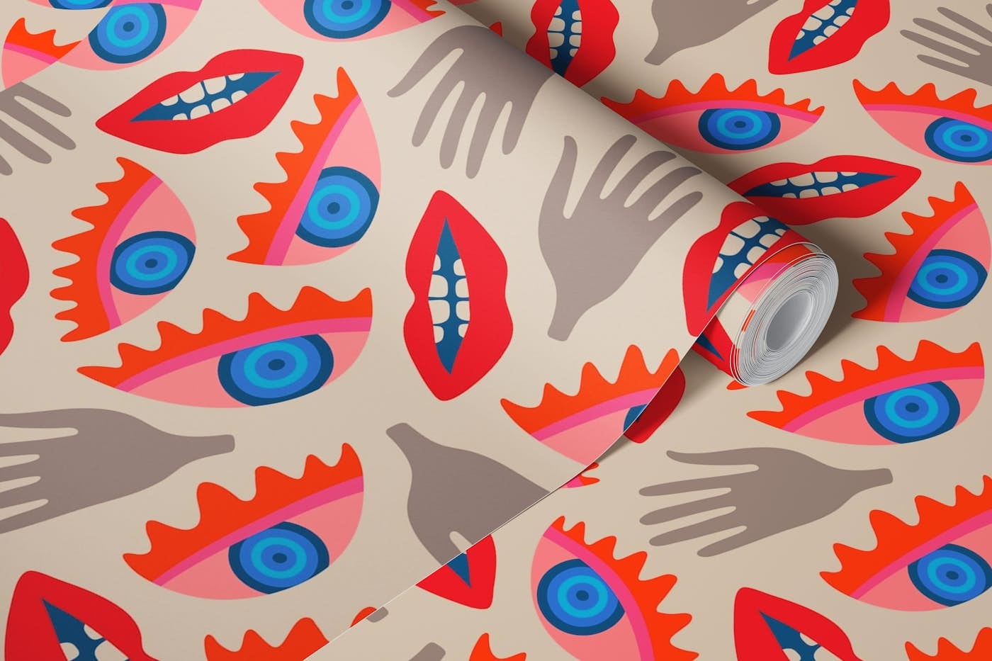 DISEMBODIED Retro Surrealism Eyes - Large wallpaper roll