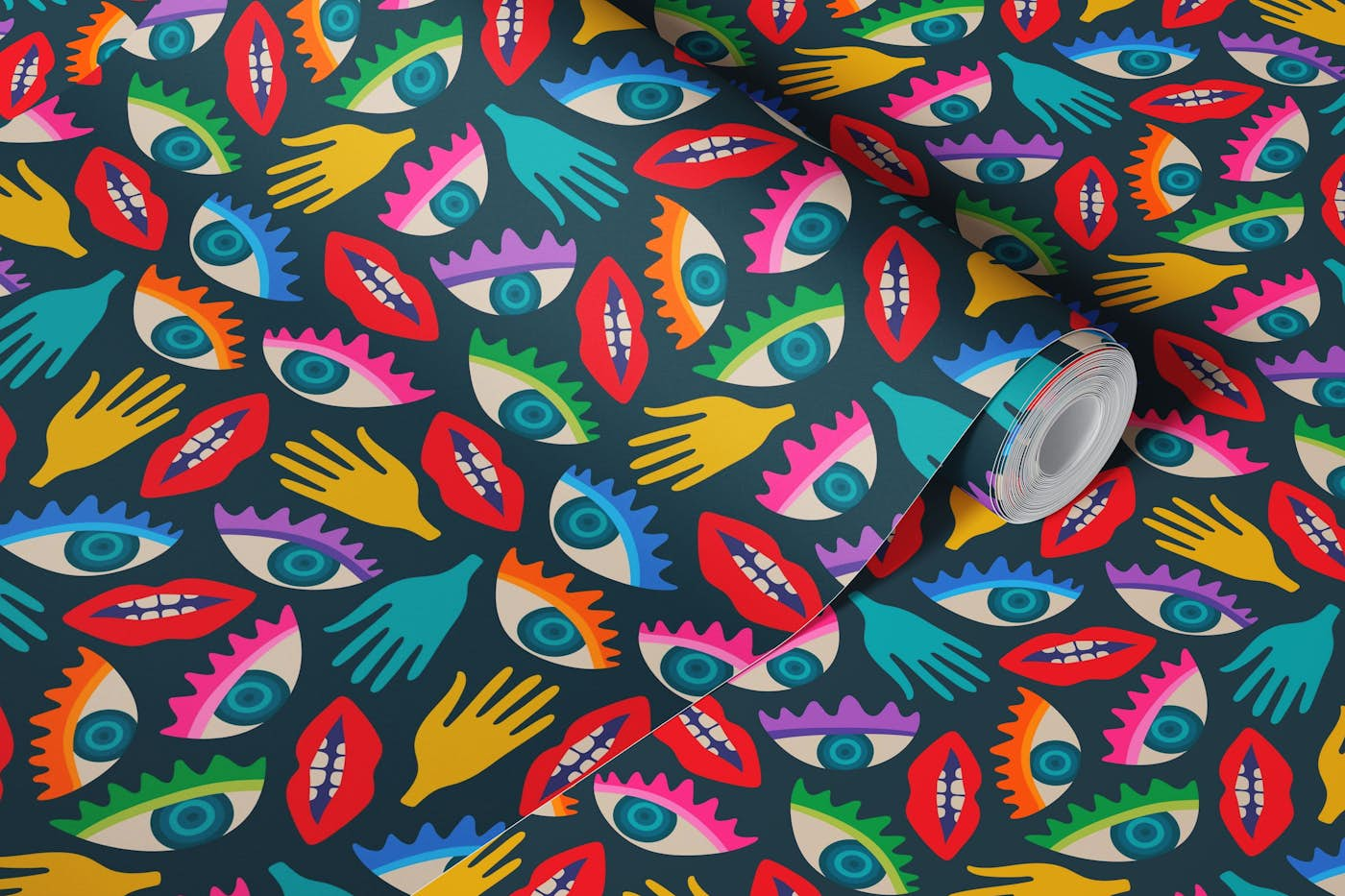 DISEMBODIED Bright Surrealism Eyes - Small wallpaper roll