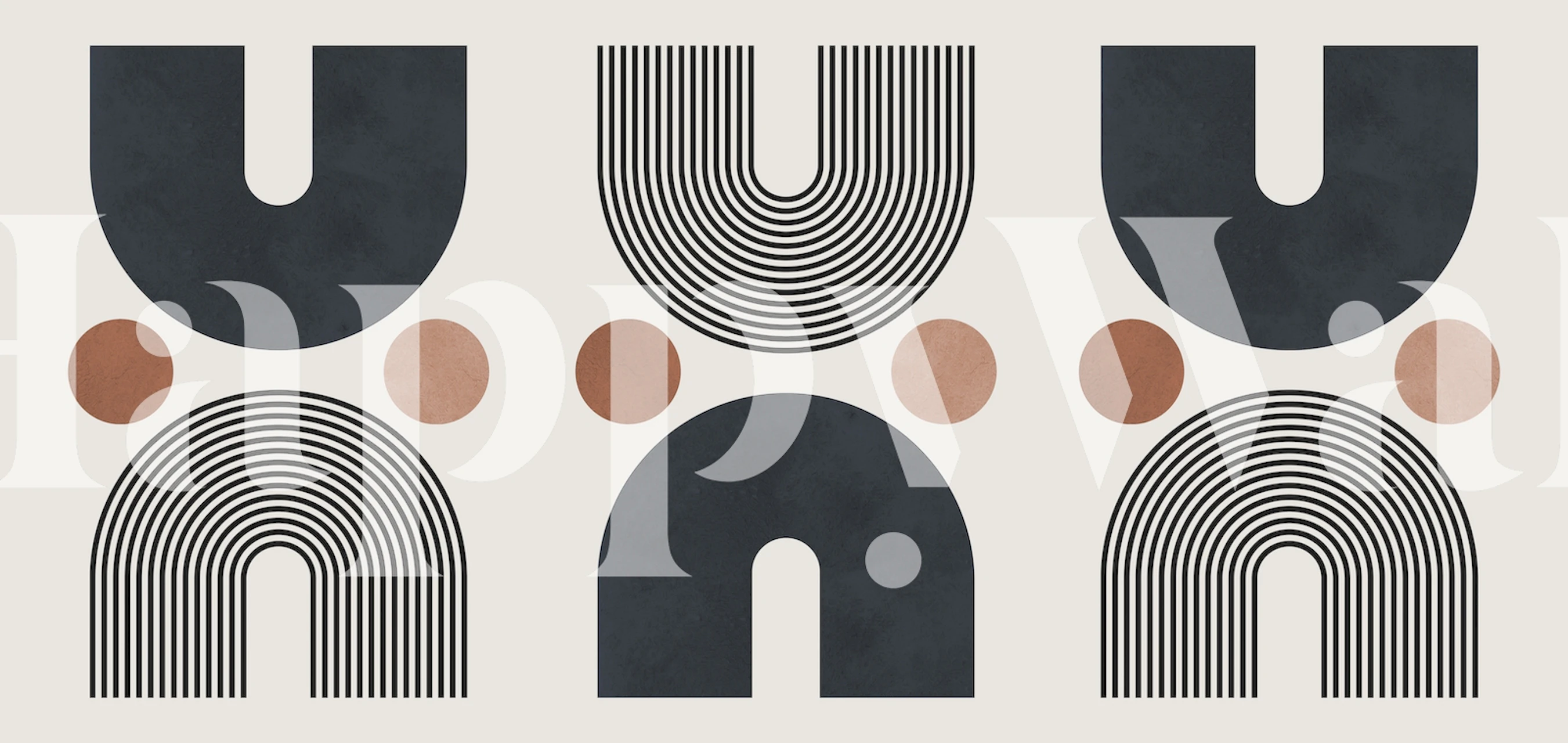 Papel de parede Lines and circles em um quarto moderno