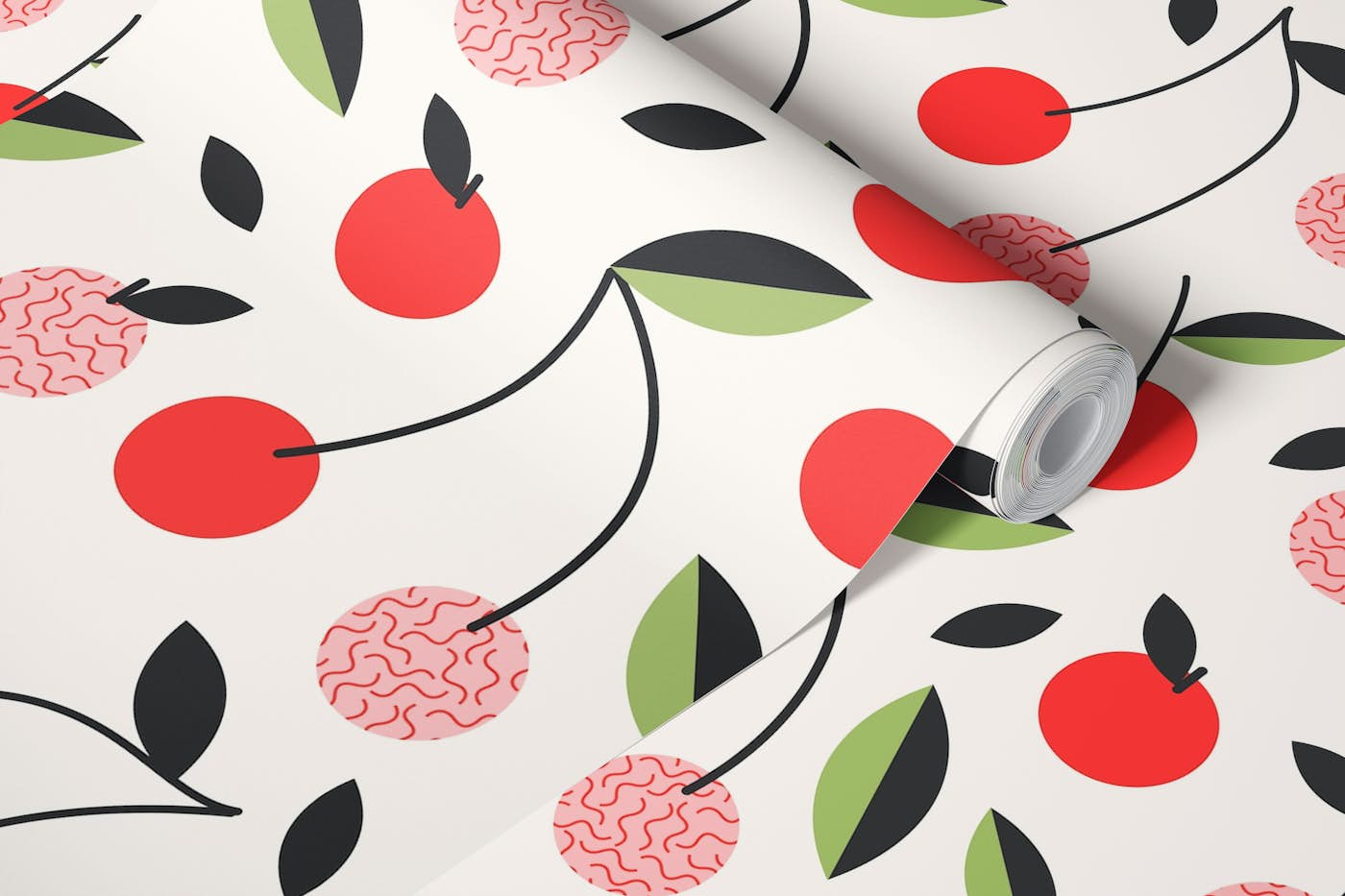 Cherries Red Pattern wallpaper roll